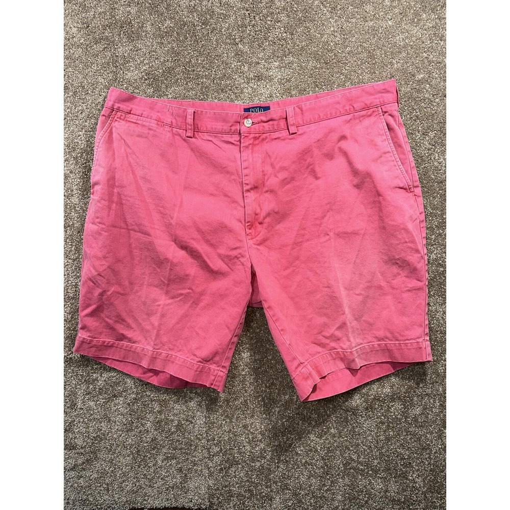 POLO RALPH LAUREN 9" Classic Fit Red‎ Flat Front Cotton Chino Shorts Sz 42